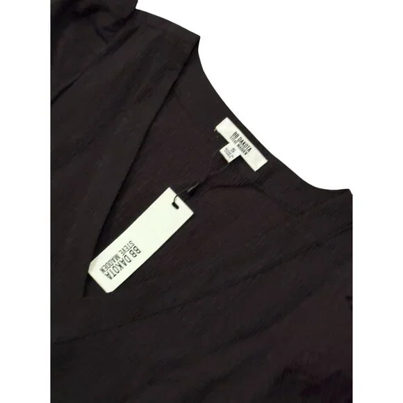 NWT BB Dakota X Steve Madden Ruston Long Sleeve V-Neck Shift Minidress Black S - Picture 7 of 8